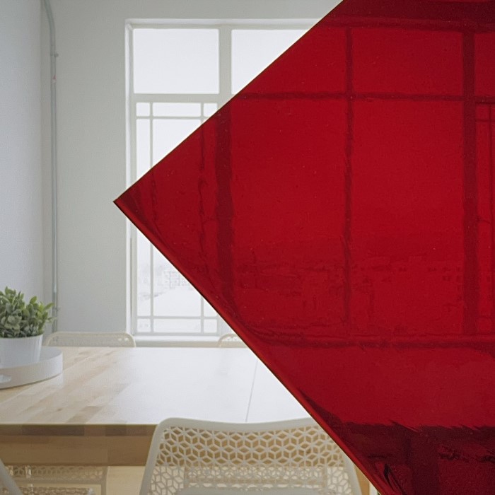 Red Lamberts flashed glass shown against a window