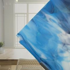 opalescent White / transparent Turquoise & Blue ( ±25x29cm)