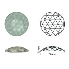 Jewel met facetten rond 30 blank