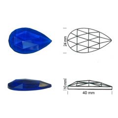 Druppelvormige jewel met facetten 40/24 kobalt blue
