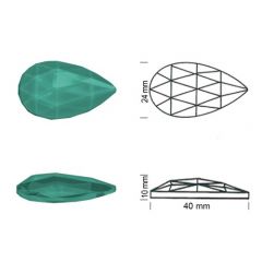 Druppelvormige jewel met facetten 40/24 smaragd groen