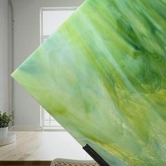 6023-83CC Pearl Opal Clear/white/aqua/lime, "Aqua-Lime" (COE 96)