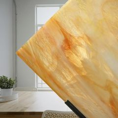 6076-83cc Pearl Opal Clear/white/orange/yellow, "Inferno" (COE 96)