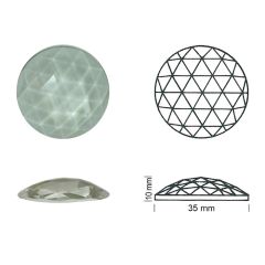 Jewel met facetten rond 35 blank
