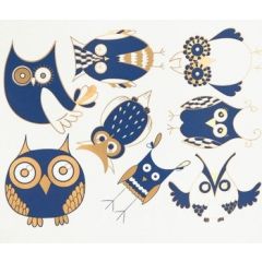 Decals uilen turquoise/goud