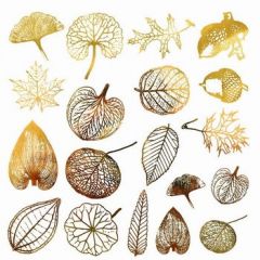 Decals kleine blaadjes goud 13,3cm x 10cm