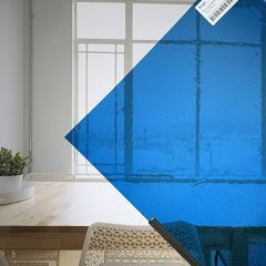 Mondgeblazen glas Blauw F21 (±30x30cm)