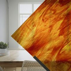 Wissmach Colorescent Green/Orange on clear (± 27x26cm)